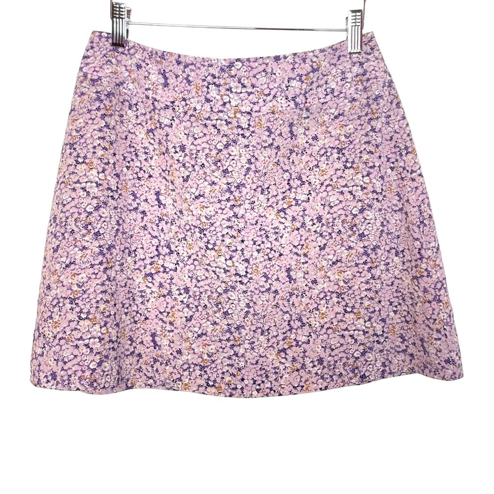 Vintage Floral Mini Skirt Pink Purple Small Flowers